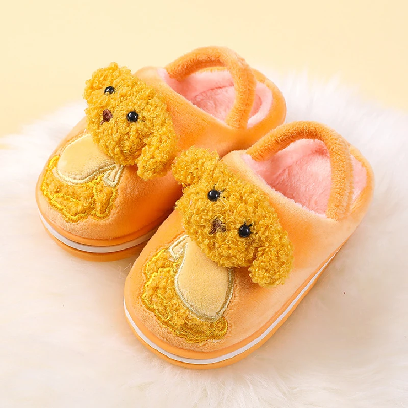 

Children Slippers Winter Warm Kids House Shoes Baby Girl Boys Plush Puppy Shoes Girls Indoor Kids Fur Slides Warm Slip On Shoes