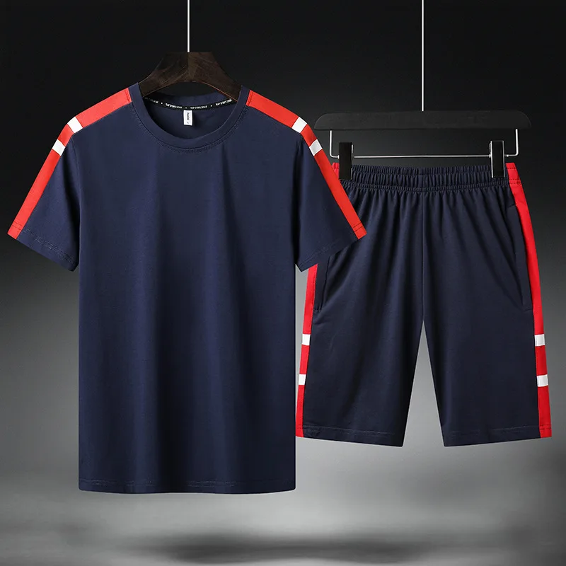 M-6XL Summer Men's Running Shorts Casual Tracksuit Sportswear Mens Out Fit Man Sets Pants Male Sweatshirt Men Gym Clothes | Спорт и