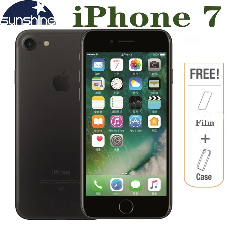 Разблокированный мобильный телефон Apple iPhone 7 4G LTE 2G ram 256 GB/128 GB/32 GB rom quad core 4,7 ''12. 0 MP, камера с отпечатком пальца, телефон
