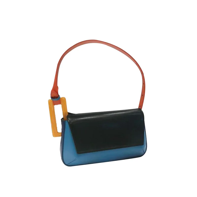 

Spring Summer 2021 The New Design Cover Type Contrast Color Simple Niche Underarms Small Side Wild Single Shoulder Bag Tide