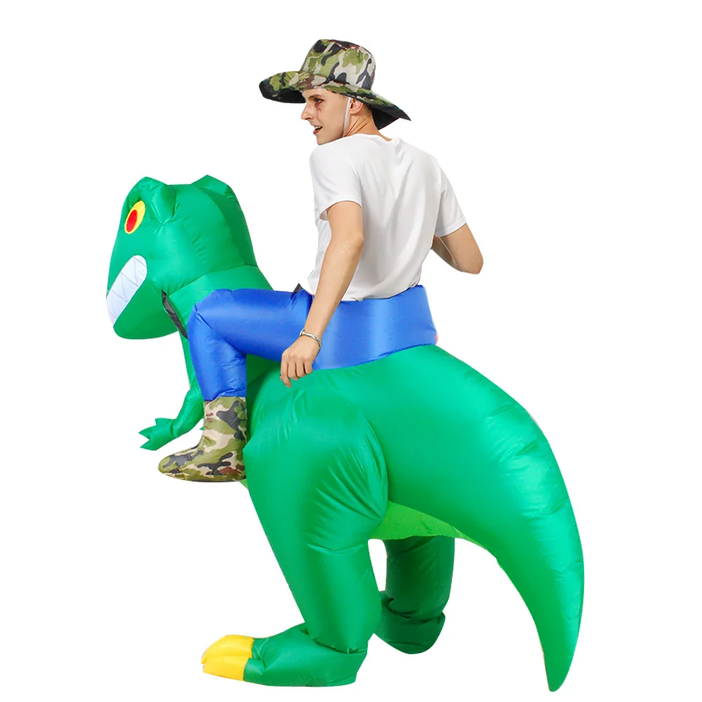 Костюм для езды, 2 размера, надувной динозавр, маскарадный костюм T-Rex, костюм для взрослых и детей на Хэллоуин, праздничный костюм дракона, тематический косплей с животными