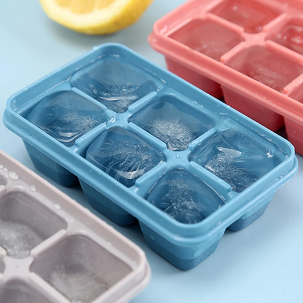 

Soft Bottom Ice Cube Mold(Set of 3) 6-Ice Tray with Leak-proof Lid for Whiskey, Smoothie, Shakes