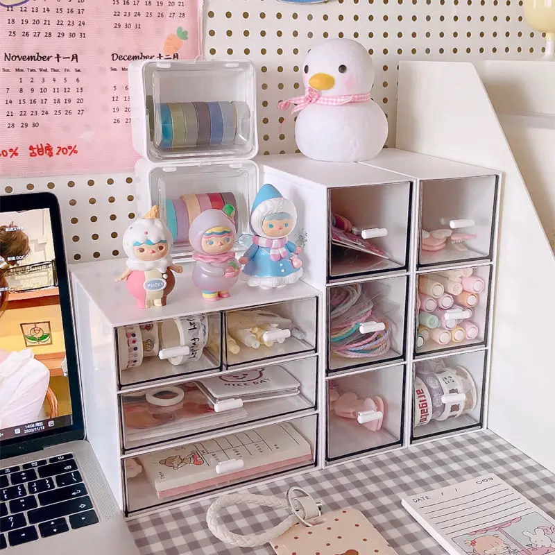 

Desktop Storage Box Simple Stationery Office Multilayer Drawer Shelf Cosmetics Plastic Boxes Transparent Jewelry Organizer
