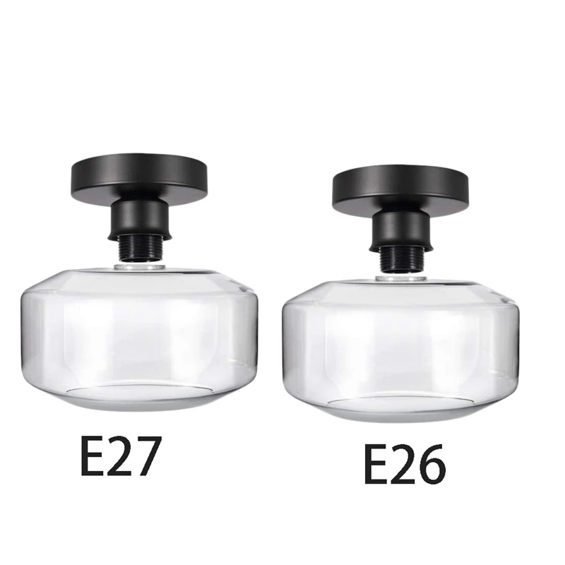 

Flush Mount Ceiling Light Fixture Clear Glass Lamp Shade for Indoor