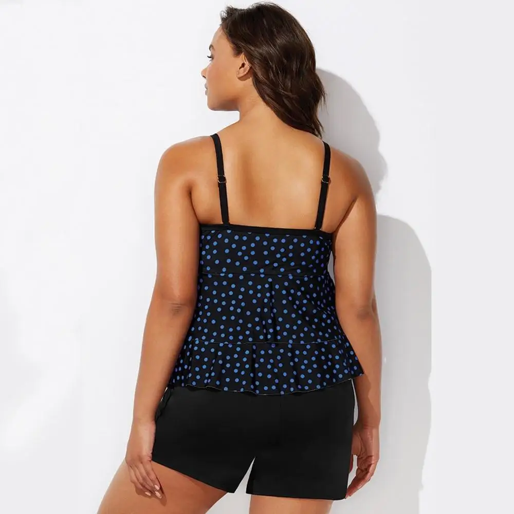 Летний женский комплект танкини Классический купальный костюм в горошек
