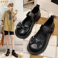 spring girl lolita shoes female mary jane shoes thick soled womens flat shoes round toe womens shoes black leather shoes