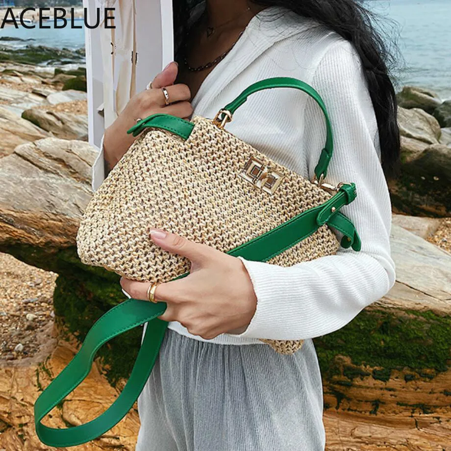 

Weave Square Tote Bag 2021 Summer New High-quality Straw Bag Women's Designer Handbag Beach Travel Bag Shoulder Messenger Bag