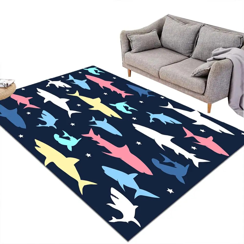 Толстовки из полеэстра с принтом в виде акулы ковер для Гостиная современные