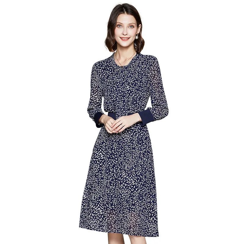 

Women Dress Long Sleeve Sping Autumn Midi Maxi Floral Dresses Elegant Fashion Office Lady OL Woman Clothing Robe Femme Vestidos