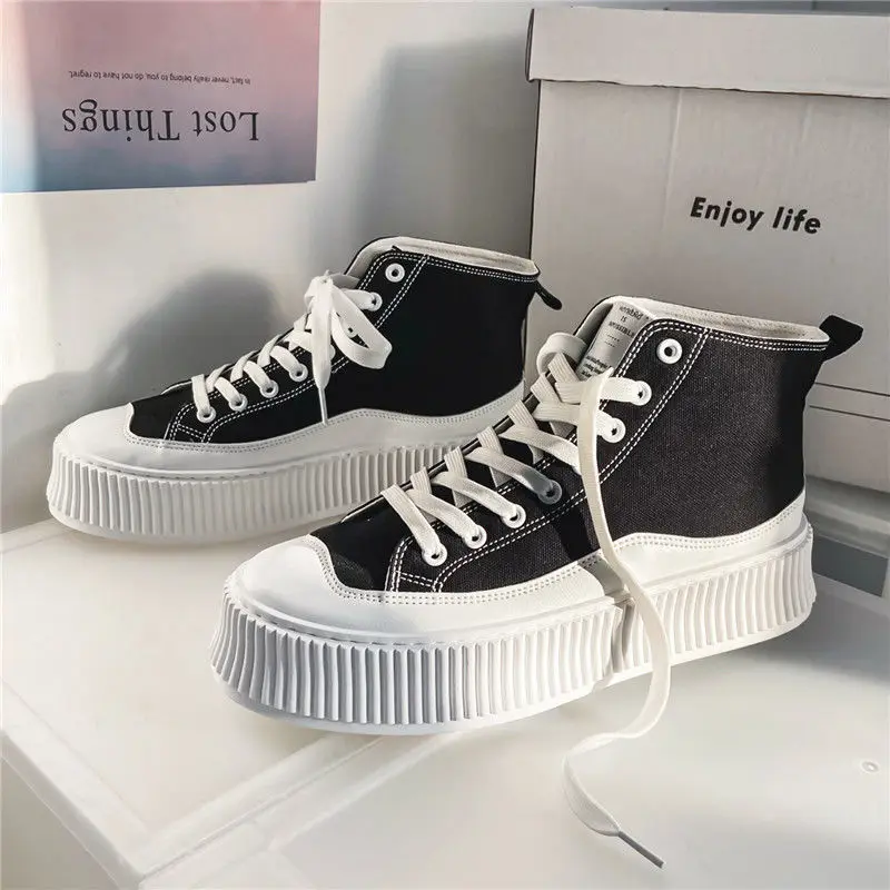 Кеды мужские высокие Вулканизированная подошва холщовые кроссовки удобная