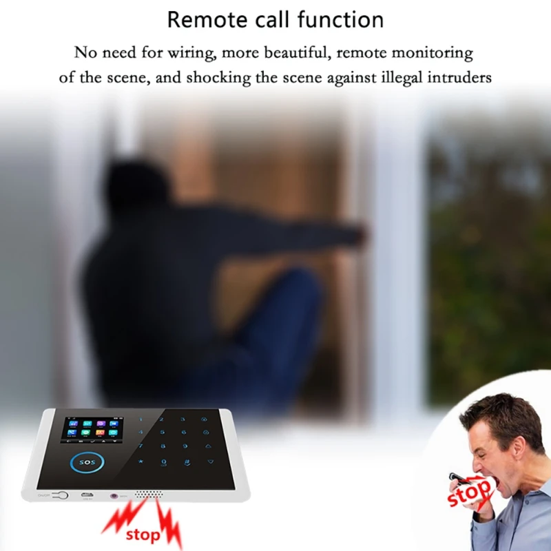Wifi/GSM/4G GPRS Alarm System Wireless Infrared Smart Home Security Monitoring Host LCD Display/SOS/Cellphone Remote Control