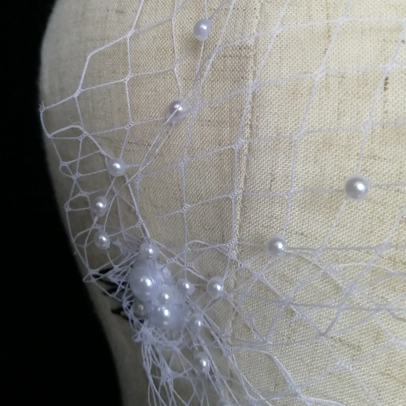 

White birdcage veil Bride Pearls veil Wedding Veils bridal veil wedding accessories