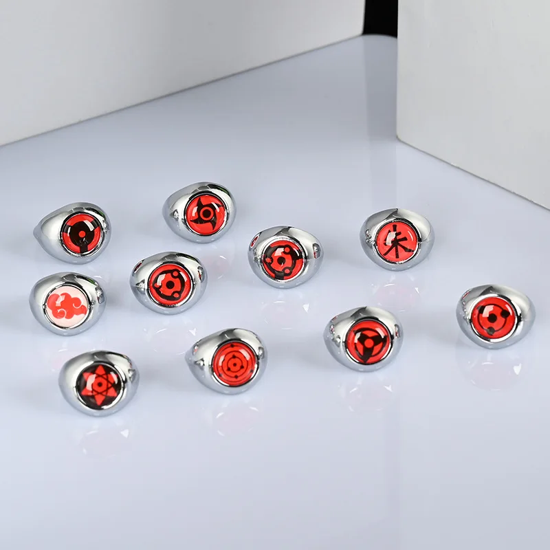 

Hot Anime Naruto Rings Cosplay Akatsuki Organization Uchiha Sasuke Itachi Sharingan Band Ring Men Props Accessories jewelry Gift