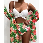 3 шт., женские пляжные бикини с цветочным принтом