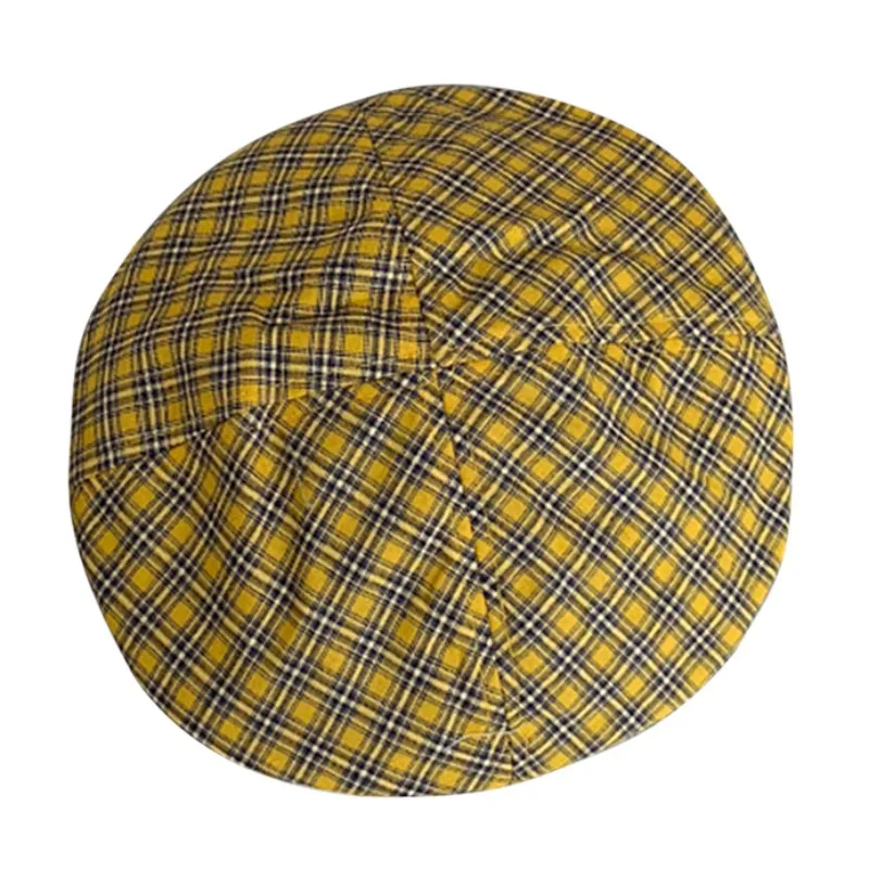

Women Fashion Simple Unisex Comfortable Soft Casual Wild Plaid Pattern Beret Korean Style Cotton Painter Hat Classic Beret