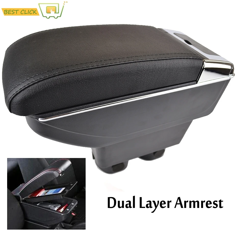 Dual Layer Center Console Storage Box For Nissan VERSA TIIDA LATIO 2007-2011 Faux Leather Armrest Arm Support 2008 2009 2010