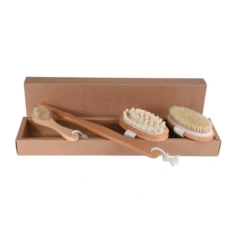 Новая Профессиональная щетка для сухой кожи массажер с натуральной щетиной спа
