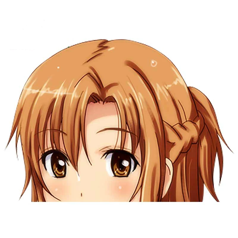 

13 см X 9 см для Yuuki Asuna, аниме, Переводные картинки с надписью «Peeking», забавные строительные наклейки на окно, автомобильная наклейка, водонепро...