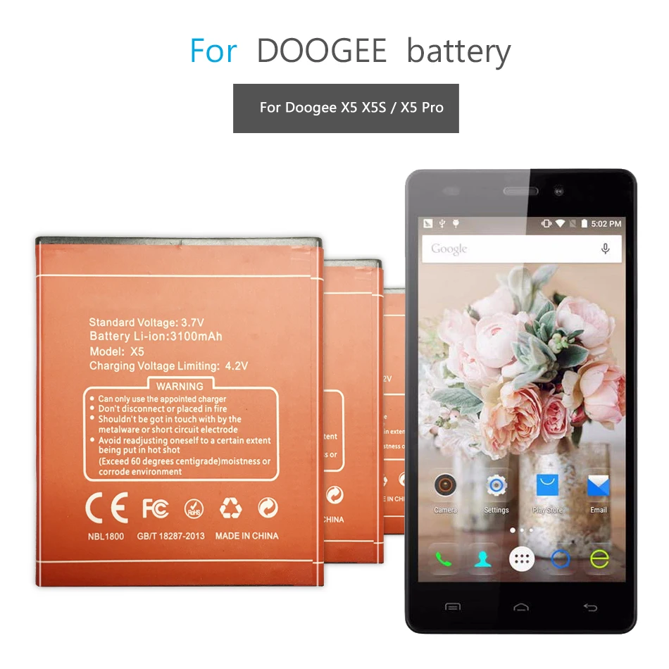 

Аккумулятор на 3100 мА · ч Для Doogee X5 / X5 PRO / X5S / X5PRO X5 S