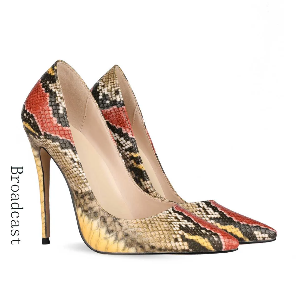 Broadcast Spring and Summer Womens Shoes 2022 New Style PU Fashion Snake Pattern Pointed Toe Stiletto Sexy Womens Single Shoes