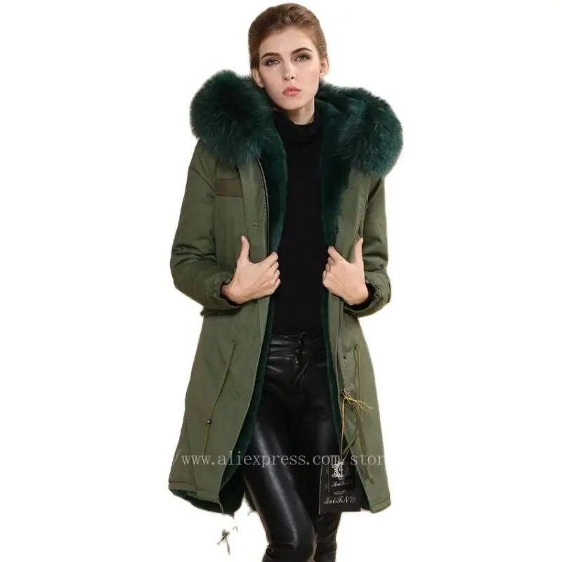 New Fashion 2017 Real fur coats for women large green collar coat parka factory supplier wholesale price | Женская одежда
