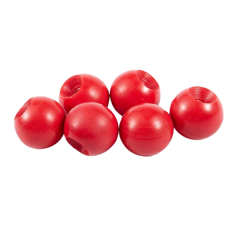 

6 Pcs M6 Bushing Thread 25Mm Diameter Plastic Ball Knob Red Handle
