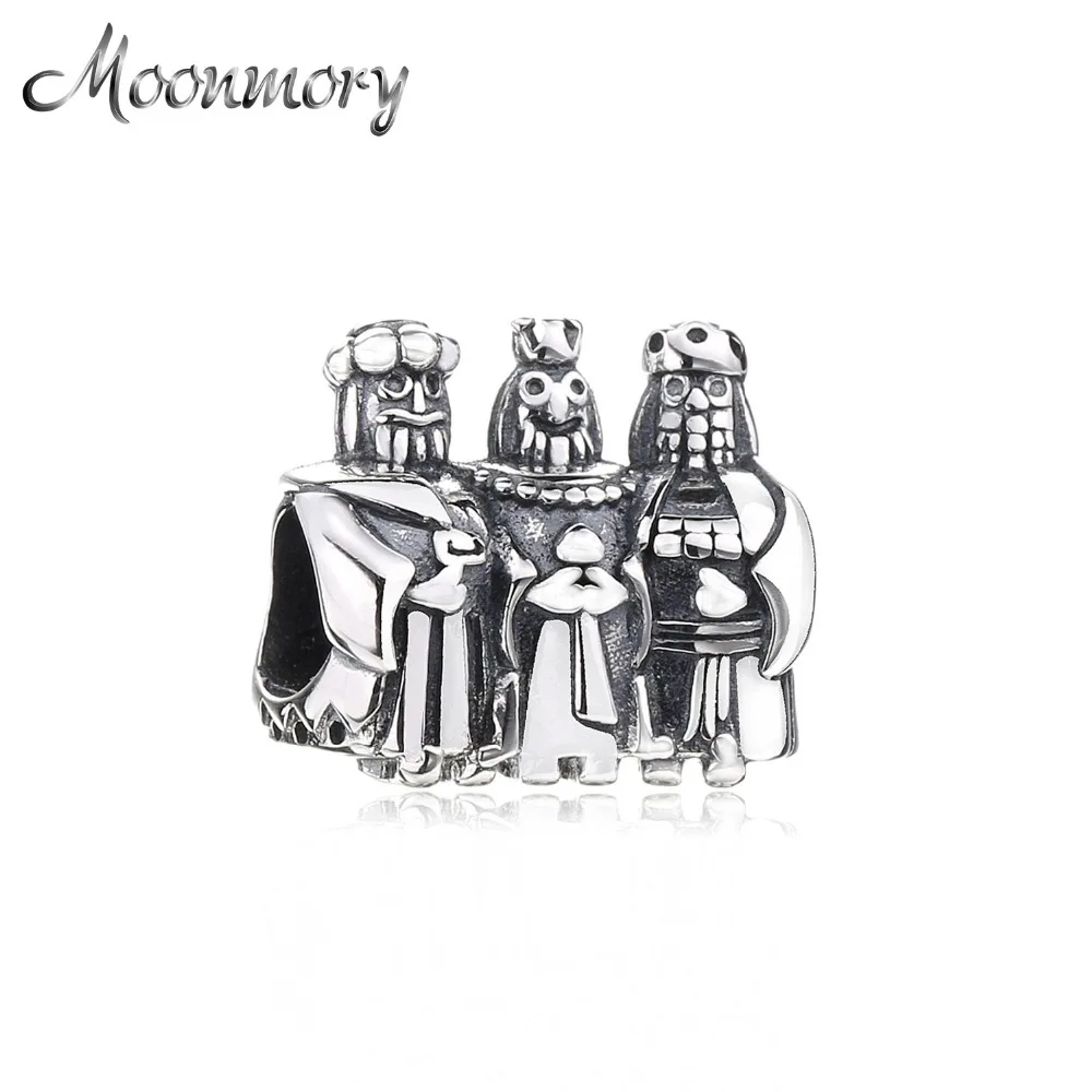 Moonmory чистый 925 пробы серебряные подвески Tres Reyes Magos Descatalogado бусины Три короля