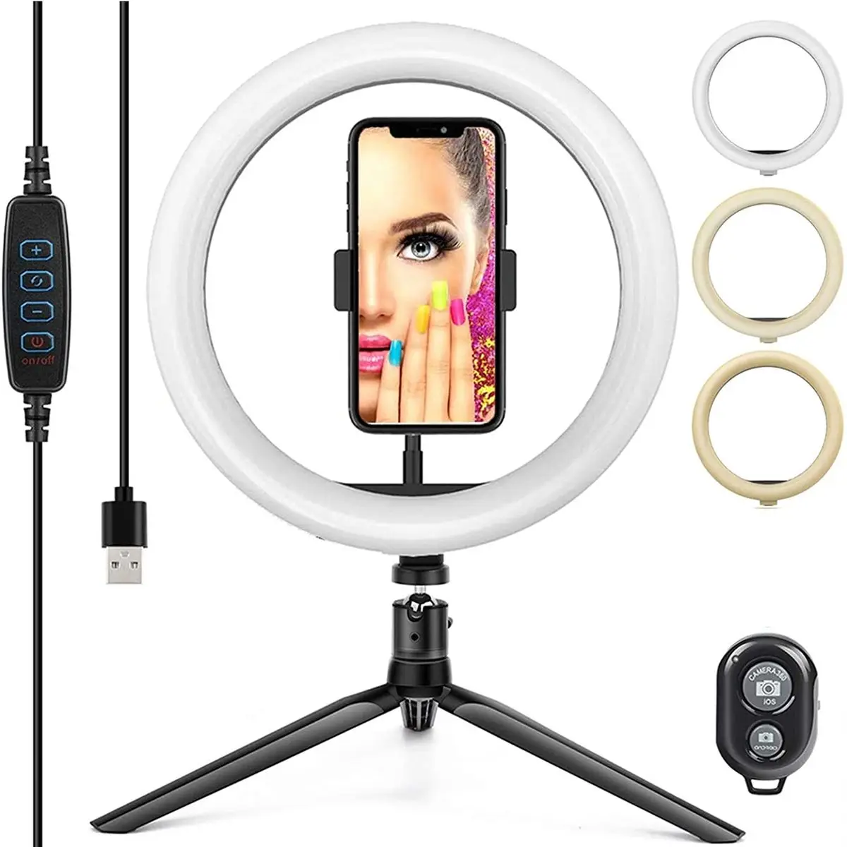 

10" LED Fill Ring Light Tripod Stand Phone Holder Selfie Makeup Live Streaming YouTube Video Dimmable Ringlight Photography Lamp