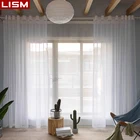 Однотонные тюлевые занавески LISM для гостиной, спальни, современные тюлевые занавески из органзы, тканевые Шторы для кухни