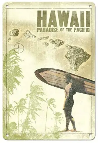 

Гавайский Серфер-гавайский рай Тихоокеанского мира Уэйд кониаковый металлический жестяной знак