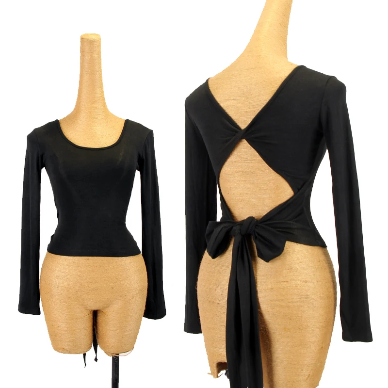 

Latin Dance Tops Female Adult Ballroom Dance Long Sleeves Laced Shirts Backless Practice Wear Rumba Samba Dance Wear DNV15268