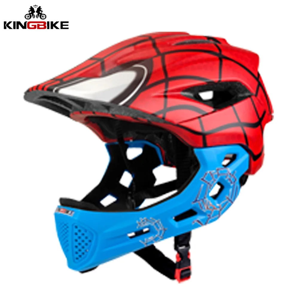 KINGBIKE, Детский велосипедный шлем с полным лицевым покрытием, велосипедный шлем для детей 5-10 лет, детские шлемы для мальчиков и девочек - Color: Red