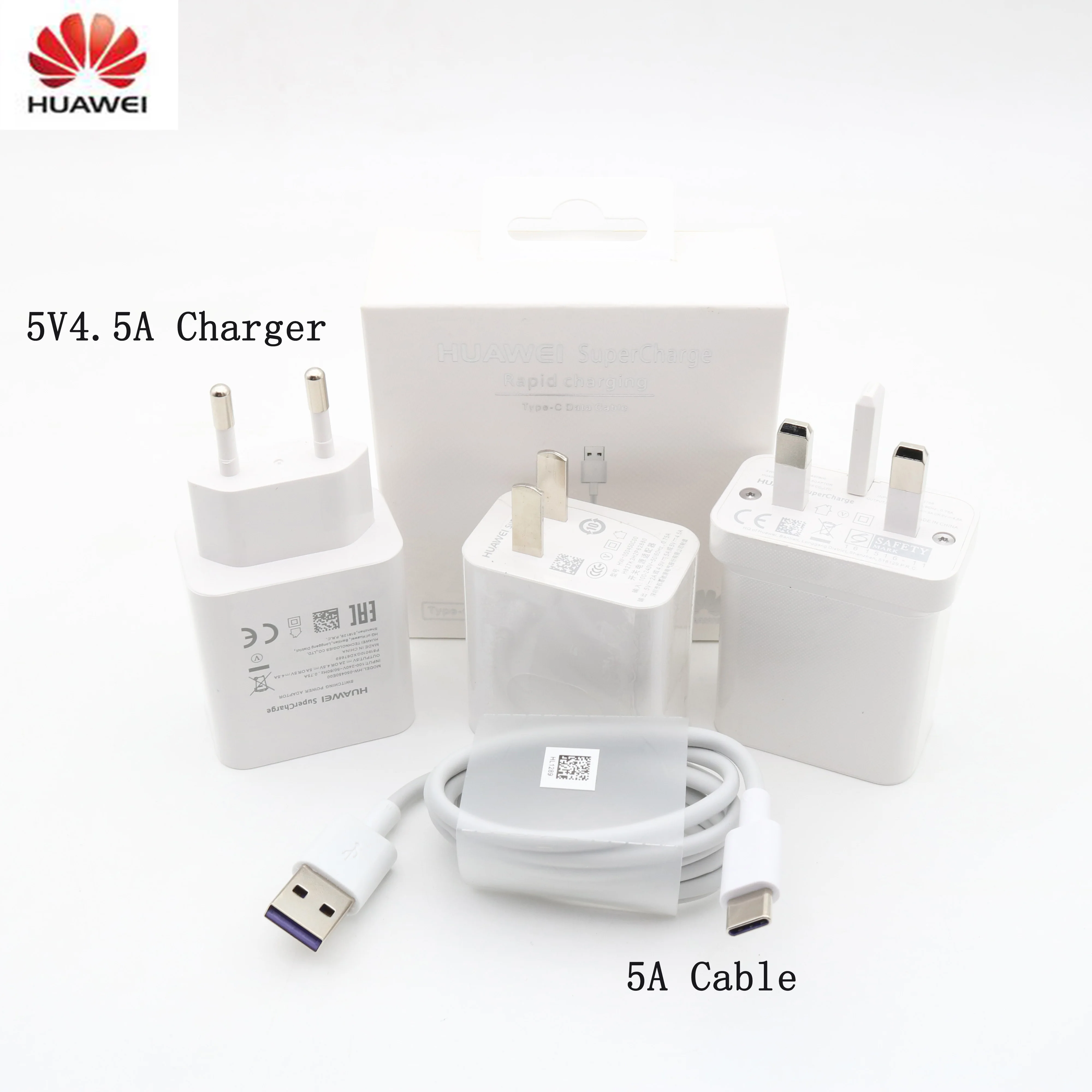 Оригинальное супер зарядное устройство для HUAWEI 5 в адаптер А USB Type C кабель быстрой