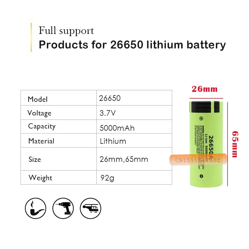 2 шт./лот 100% Оригинальный Новый аккумулятор для Panasonic 26650A 3 7 в 5000 мАч литий ионные