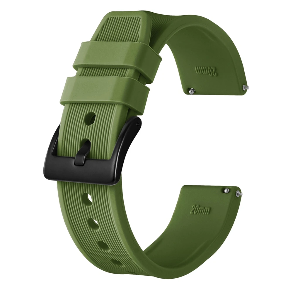 Army Green Anbeer резиновый ремешок для часов 18 мм/20 мм/22 мм/24 мм Рождество красные, черные Quick Release спортивные, для дайвинга Часы в силиконовом корпусе сменный ремешок - Цвет ремешка: Army Green