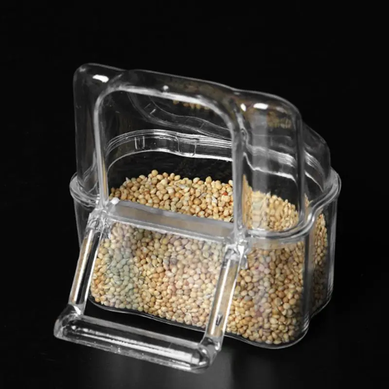 

Parrot Bird Transparent Plastic Food Cup Bowl Company Clean Water Silo Waterer Box Bird Accessory for Parakeets, Canarie