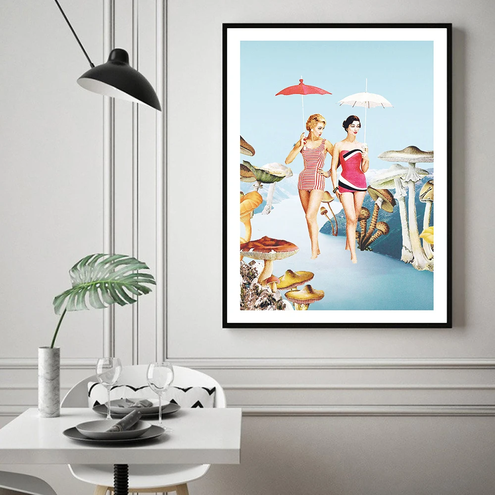 Pretty Woman And Mushrooms Fashion Canvas Painting Poster and Print Wall Art Picture Nordic Modern Living Room Decoration | Дом и сад