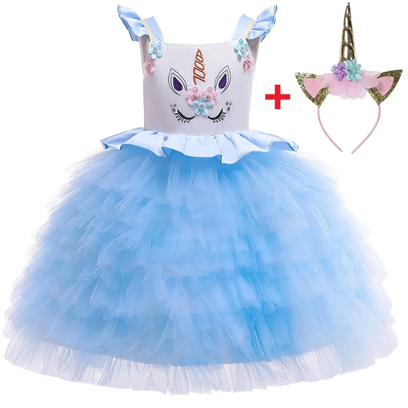 Kids Unicorn Dress for Girls Embroidery Flower Ball Gown Baby Girl Princess Dresses Party Costumes Children Clothing | Детская одежда и