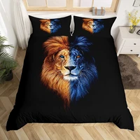 erosebridal lions duvet cover set exotic style kids boys 3d animal printed comforter cover set with zipper ties brown