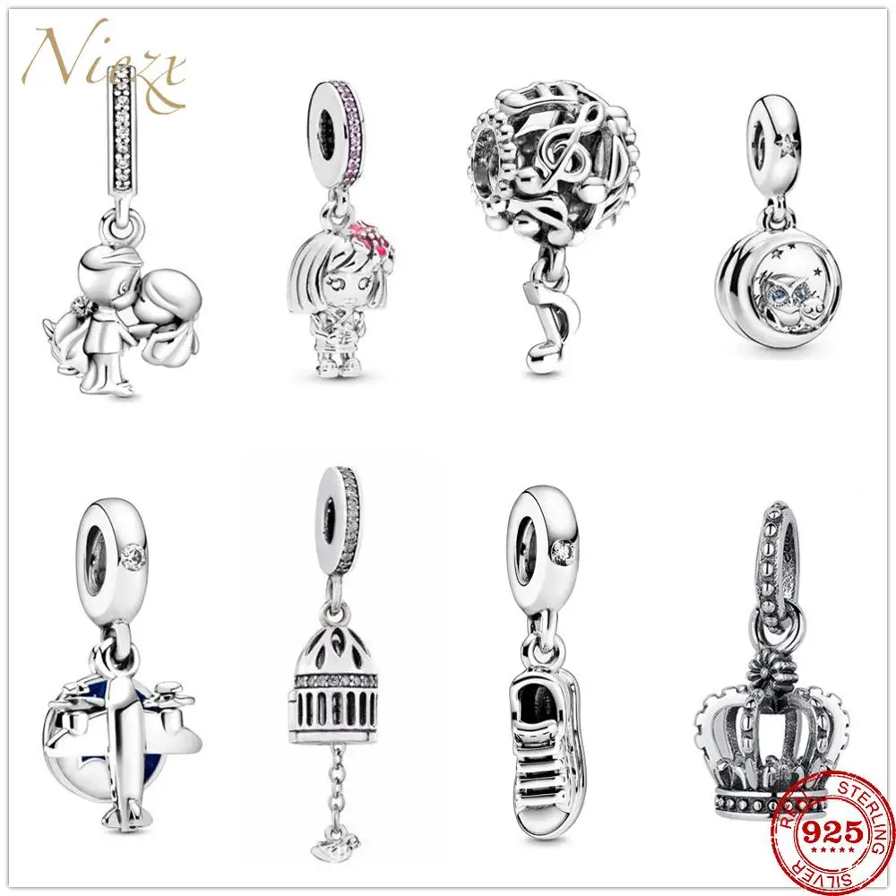 Новинка 2020 г. подвеска в виде короны и совы для пары бусина pandora серебро 925 пробы