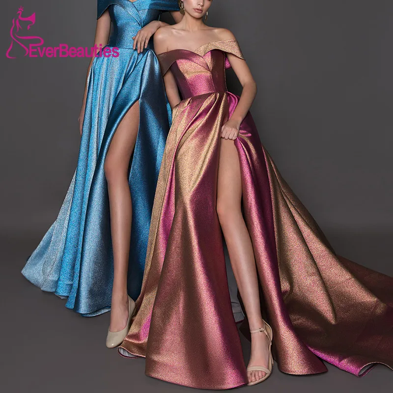 Vestidos De Gala платья для выпускного вечера длинные 2020 атласные с открытыми плечами
