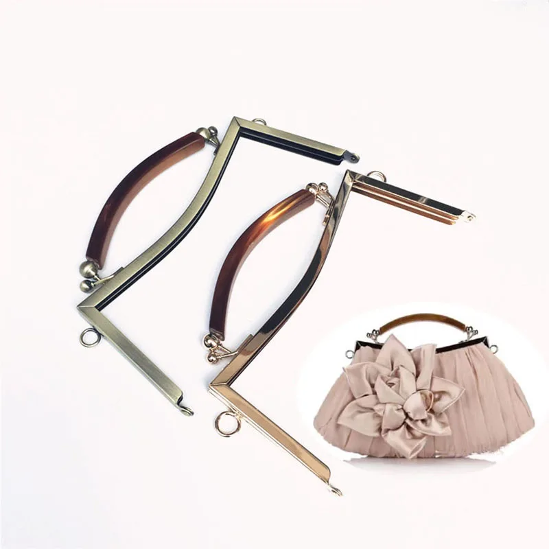 10Pcs 20/25cm Big Size Metal Purse Frame Plastic Handle Bronze Golden Kiss Clasp Purse Frame Screw DIY O Bag Accessory Wholesale