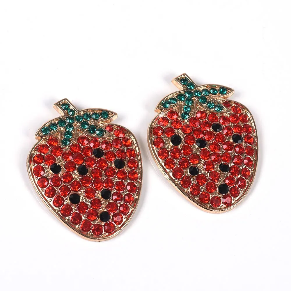 Fashion ZA Elegant Crystal Rhinestone Red Strawberry Earrings Women Indian Ethnic Party Club Statement Jewelry
