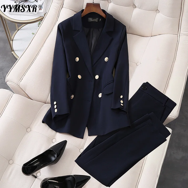 

High Quality Fabric Plus Size S-5XL Professional Female Suit Pants Two-piece Autumn and Winter Ladies Jacket Casual Trousers