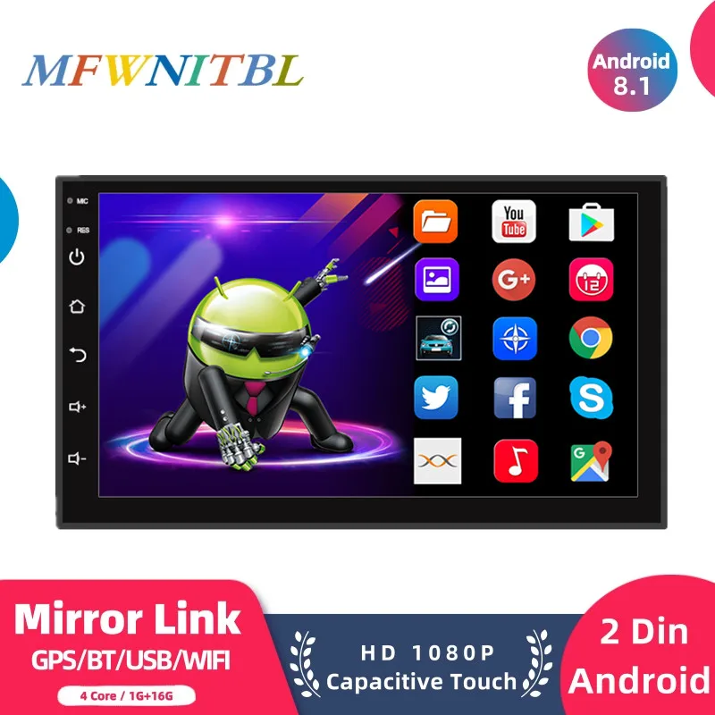 

MFWNITBL 2 Din Android 8,1 Автомобильный мультимедийный видео плеер 7 "Универсальный 2DIN стерео автомобильный Радио GPS навигация для Volkswagen General