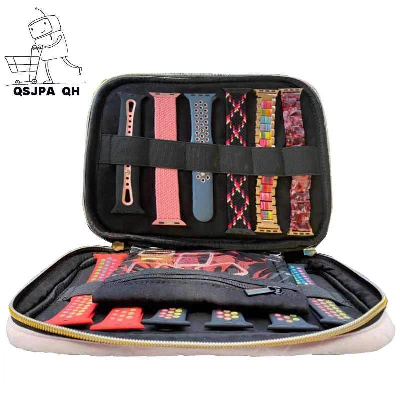 

Multifunction Portable Watch Strap Organizer Watch Band Box Storage Bag Watchband Holder Watch Travel Case Gray Black pink blue