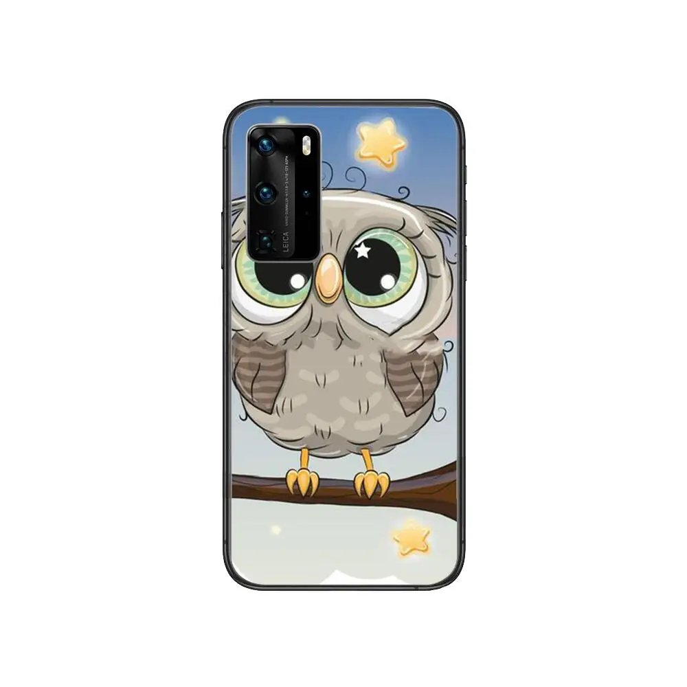 

Cute owl tree case Clear Phone Case For Huawei Honor 20 10 9 8A 7 5T X Pro Lite 5G Black Etui Coque Hoesjes Comic Fash