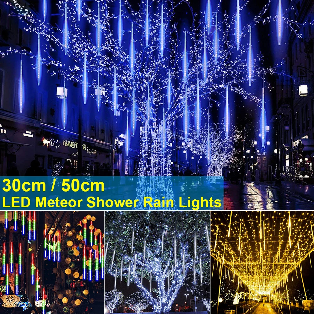 Гирлянда светодиодная метеоритный дождь IP65 водонепроницаемая 8 трубок AC100-240 в 30/