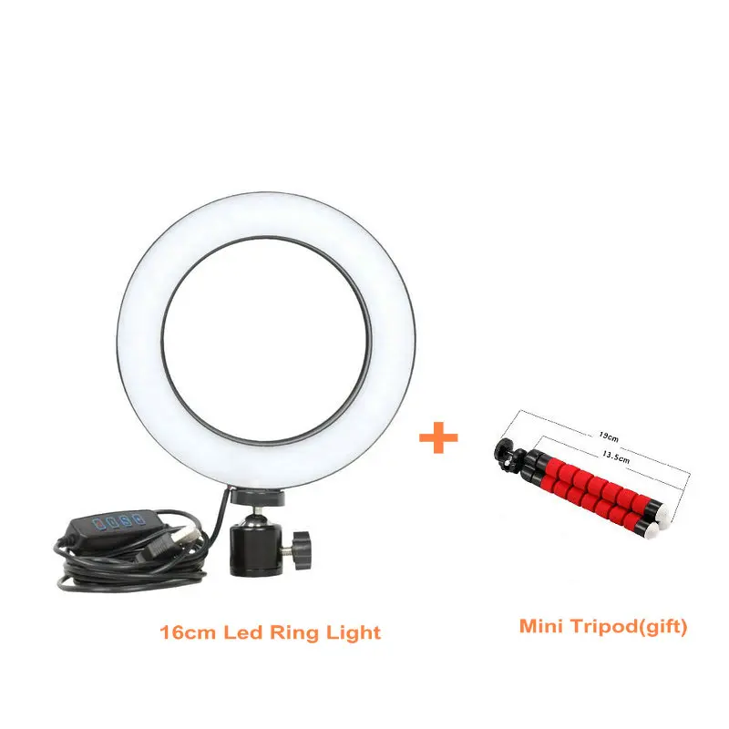 light only 16 см/" Led кольцо заполняющий свет лампы селфи свет с треногой для видео макияж YouTube живой поток для iphone смартфон для huawei - Цвет: light only