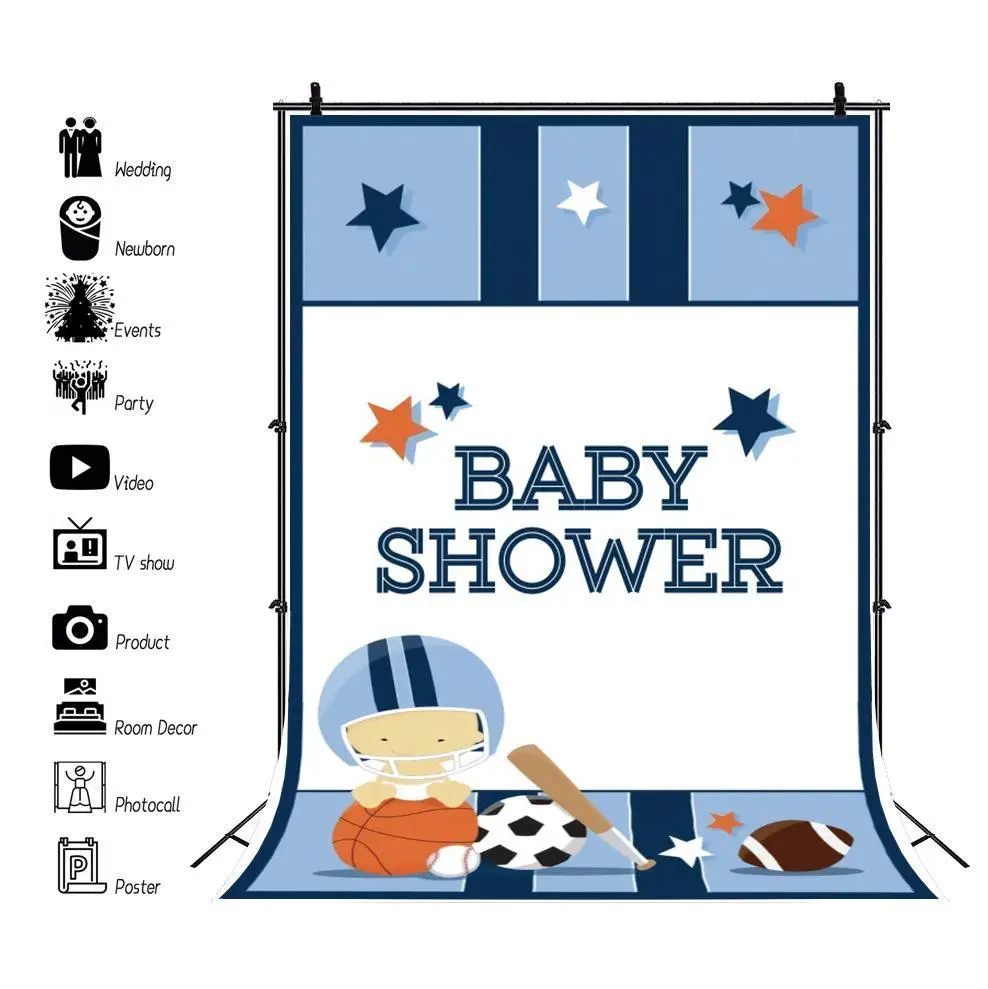 

Baby Shower Backdrop Photography American Football Party Customized Banner Portrait Photo Background Photocall Photo Studio